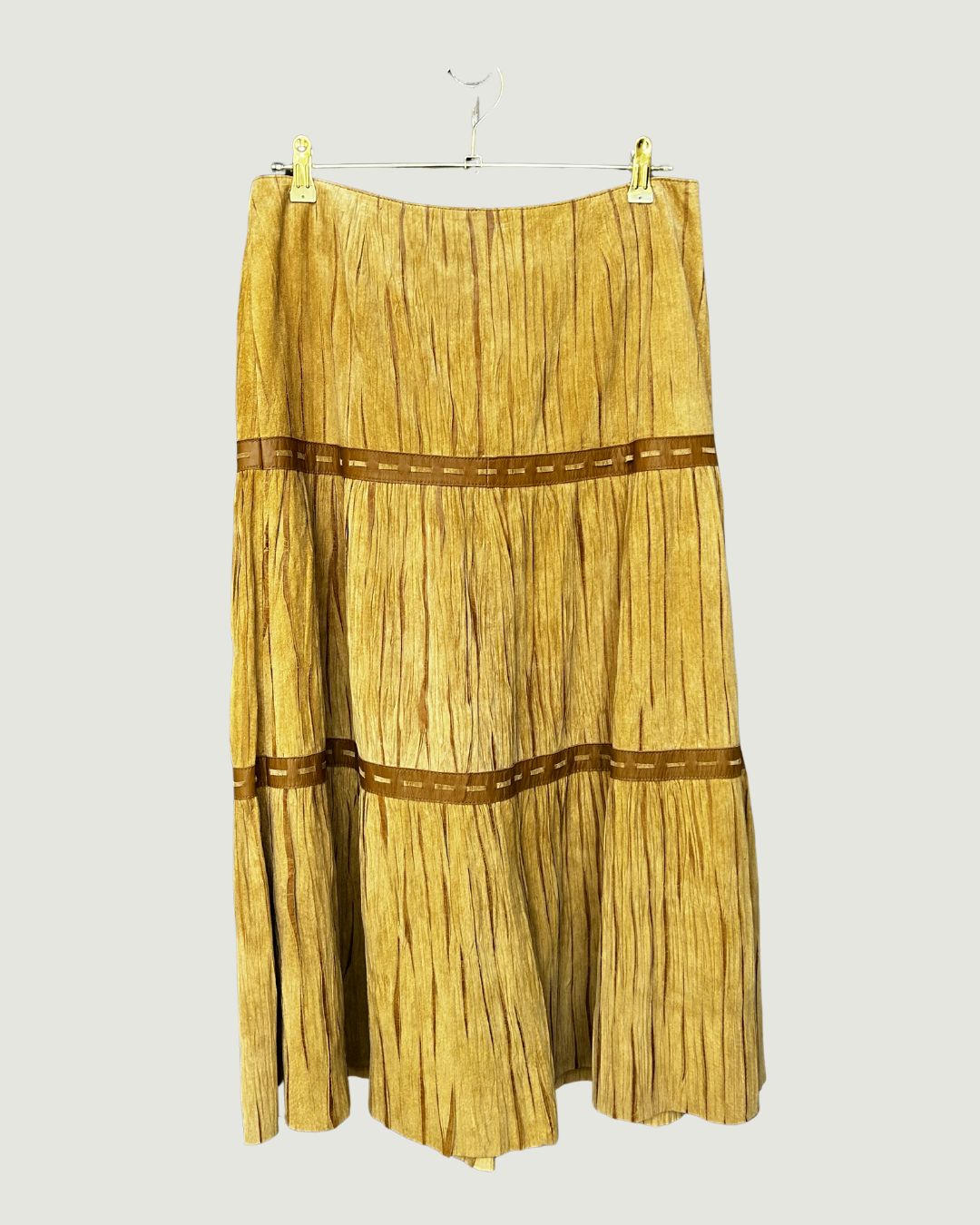 Suede Tiered Skirt