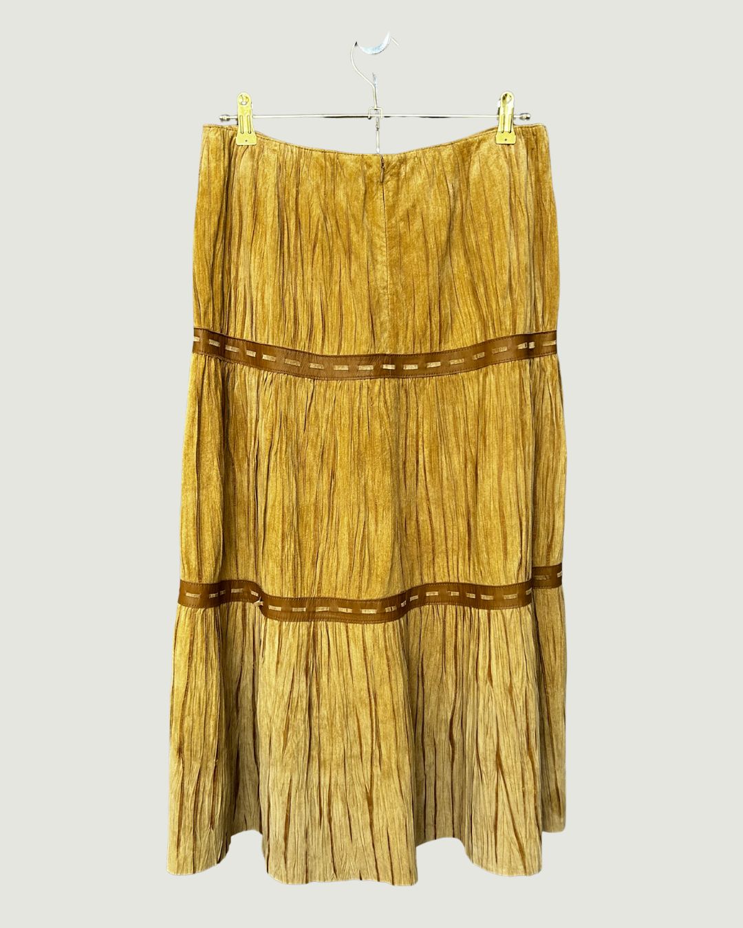 Suede Tiered Skirt