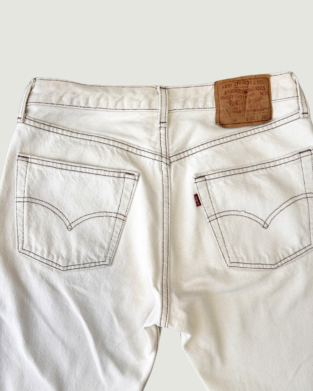 Levi's 501 White with Brown Stitch