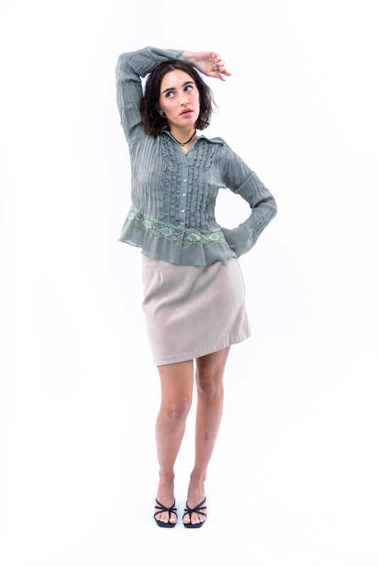 Suede mini skirt