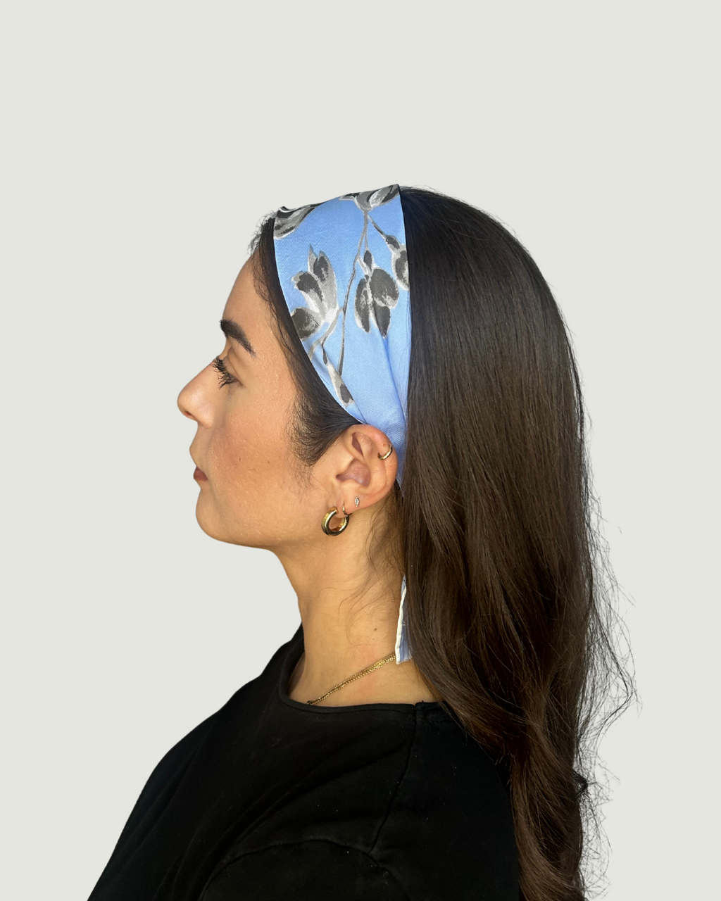 Blue Floral Headband by Recylicious