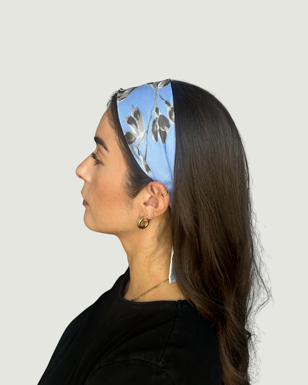 Blue Floral Headband by Recylicious