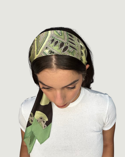 Green Print Headband by Recylicious