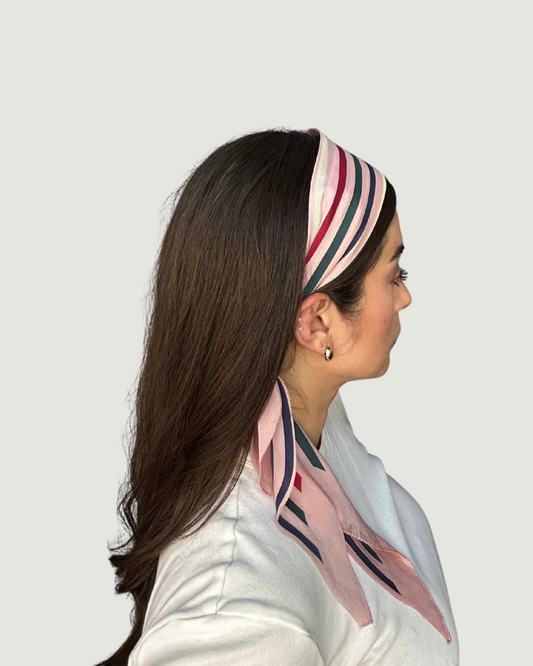 Pink Striped Headband by Recylicious