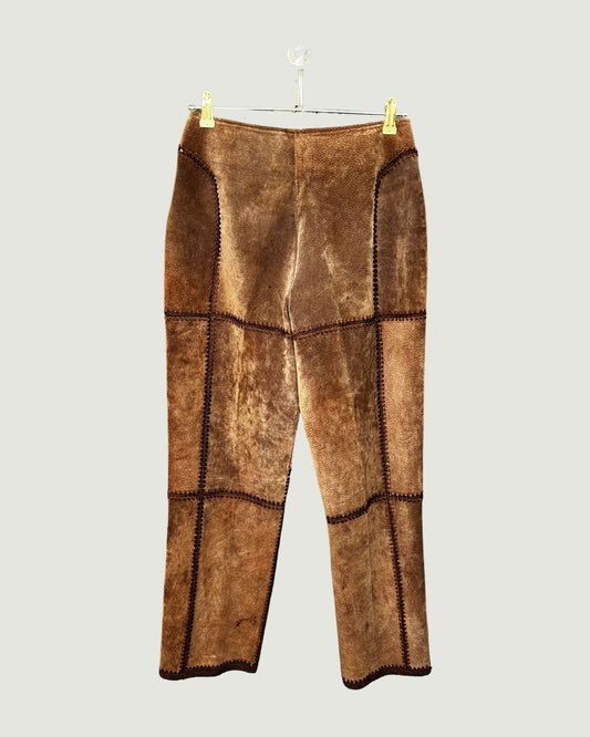Leather Patchwork Pants