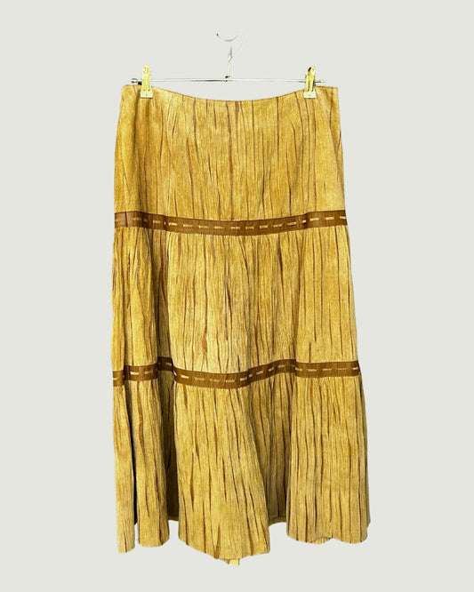Suede Tiered Skirt