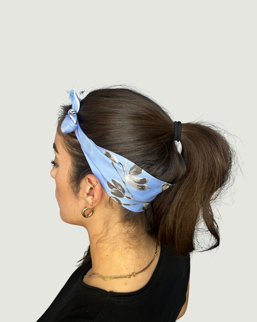 Blue Floral Headband by Recylicious