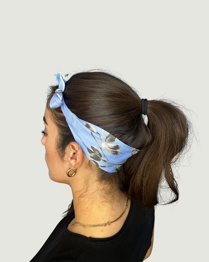 Blue Floral Headband by Recylicious