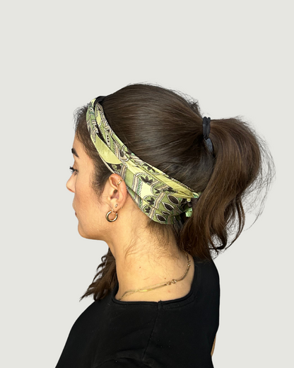 Green Print Headband by Recylicious