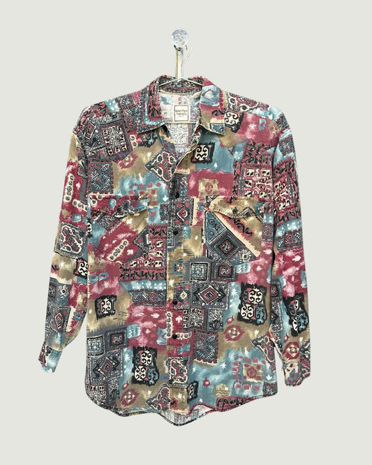 Stamped Print Western Shirt