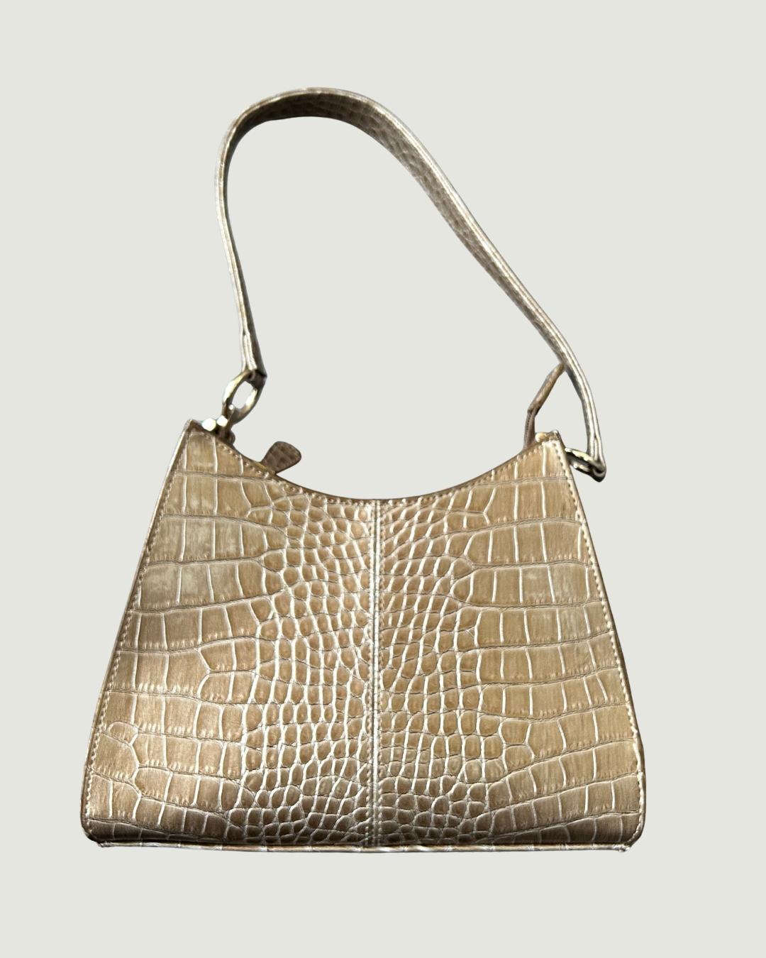 Faux Crocodile Top-Handle Shoulder Bag
