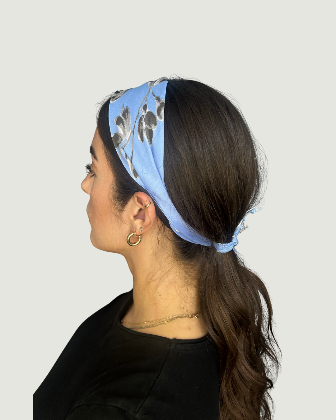 Blue Floral Headband by Recylicious
