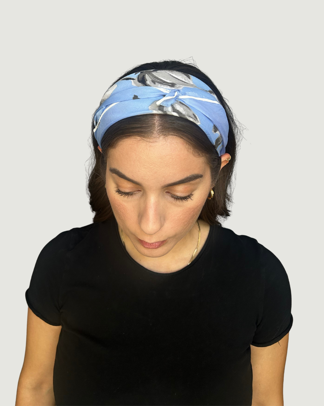 Blue Floral Headband by Recylicious